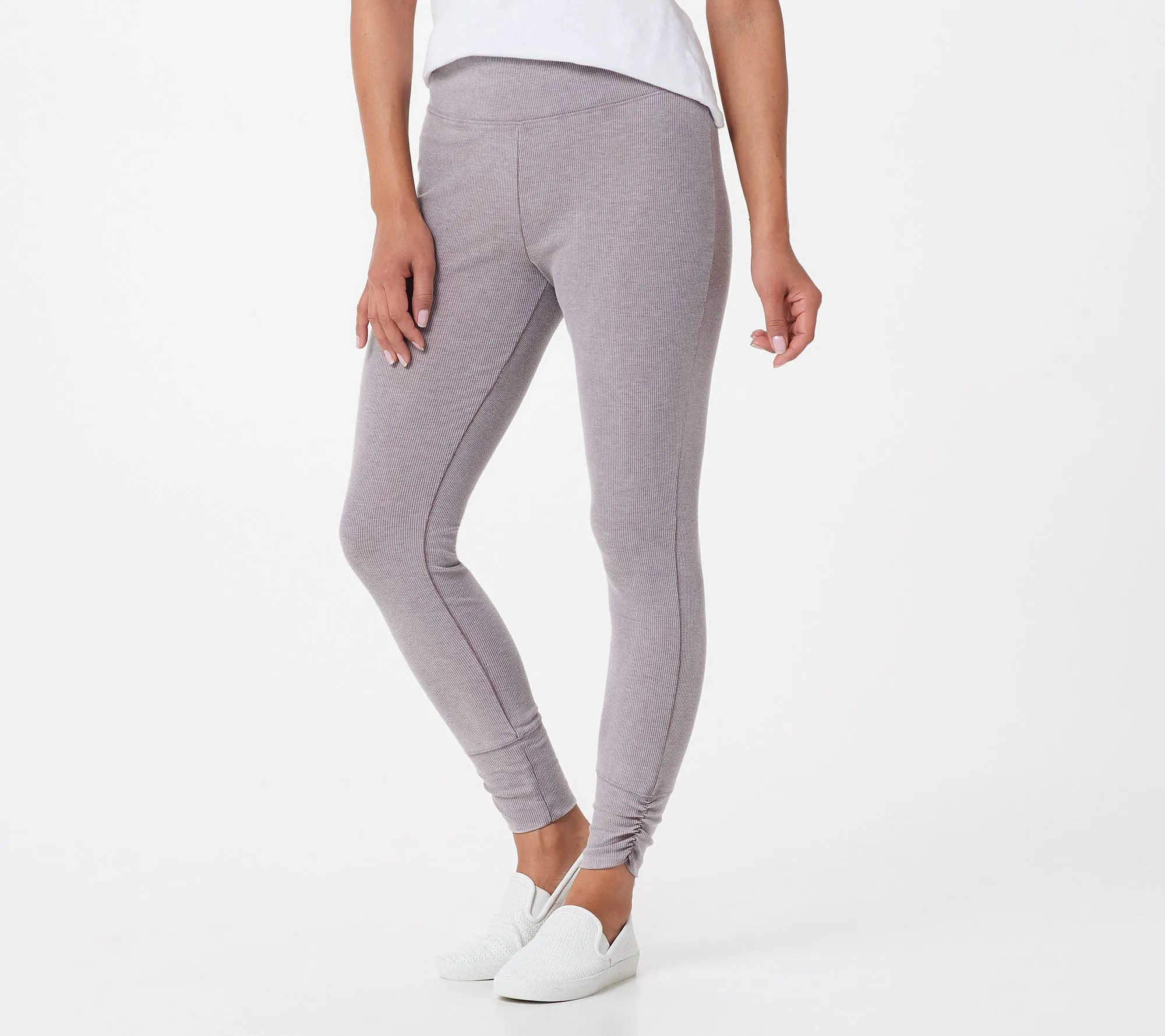 "As Is" AnyBody Washed Ribbed Leggings with Cinched Detail