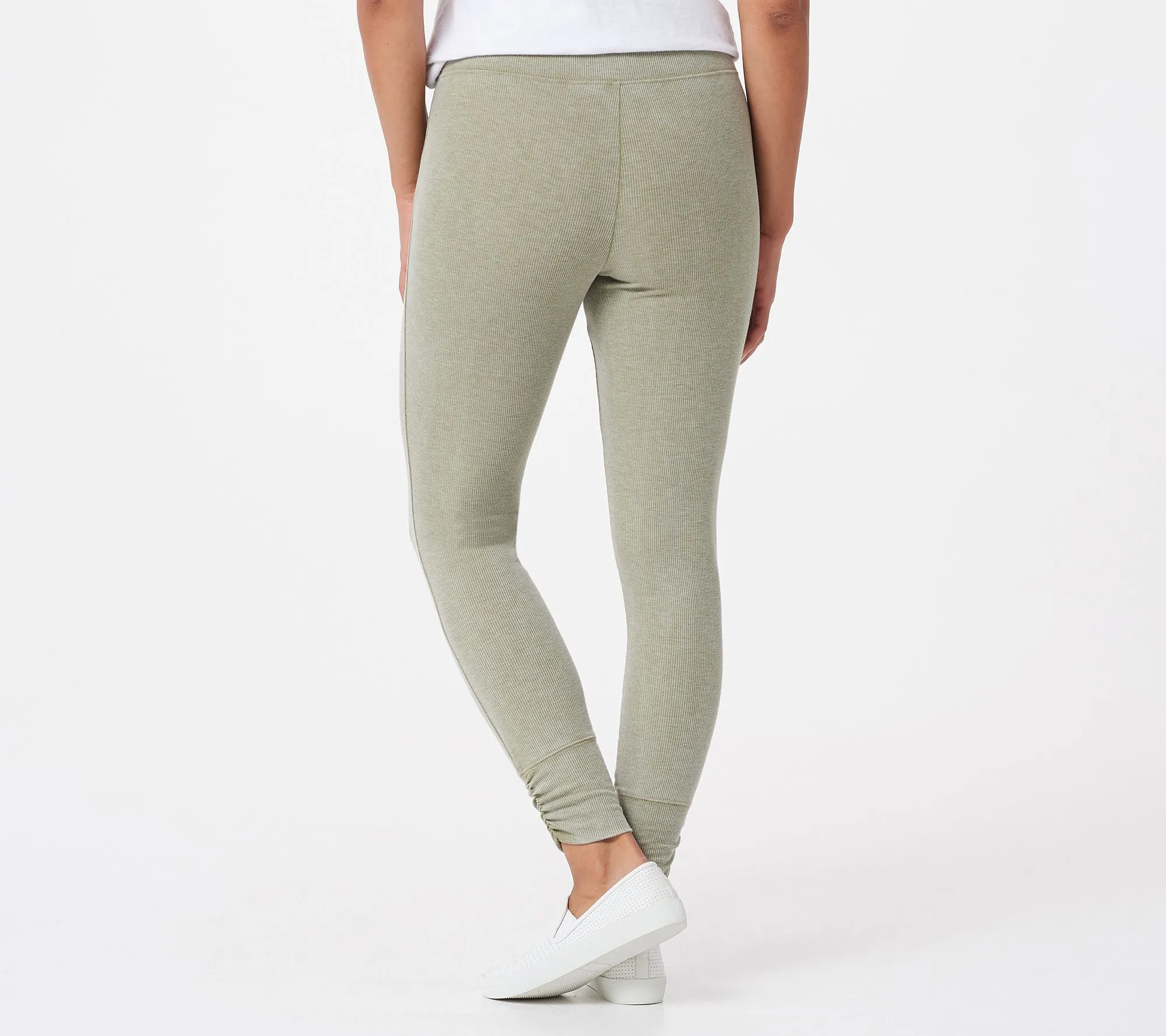 "As Is" AnyBody Washed Ribbed Leggings with Cinched Detail