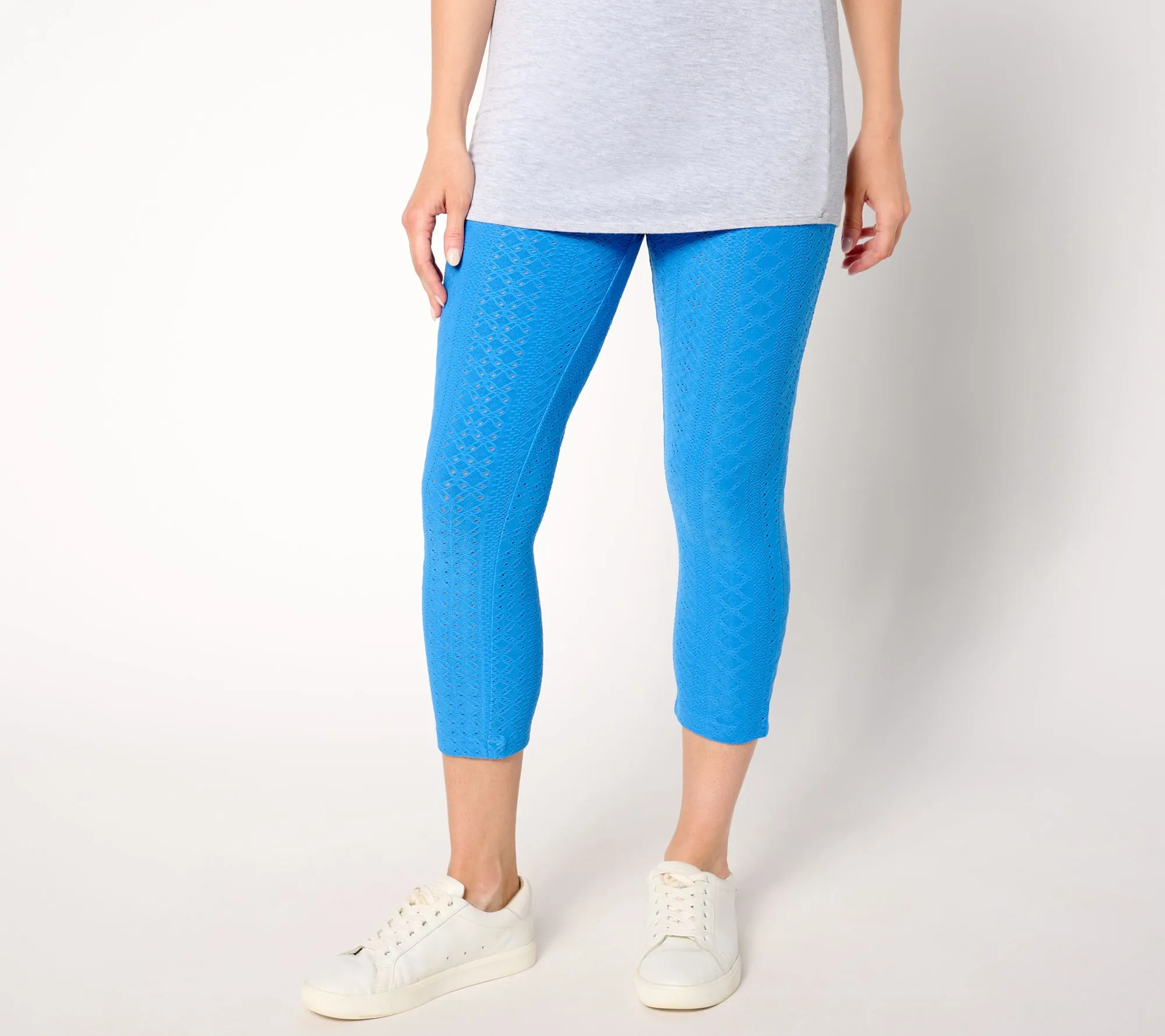 "As Is" LOGO Layers by Lori Goldstein Reg Stretch Lace Capri Leggings