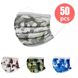 50pc  Disposable Camouflage Mask 3Ply