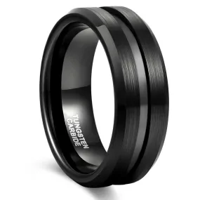 8mm Men's Classic Pure Black Tungsten Ring