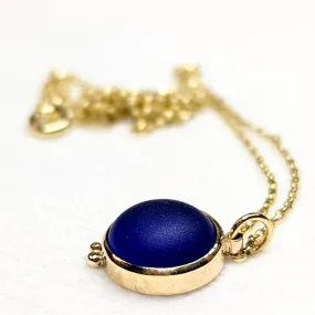 9ct Gold Cobalt Blue Sea Glass Necklace - Allure Collection