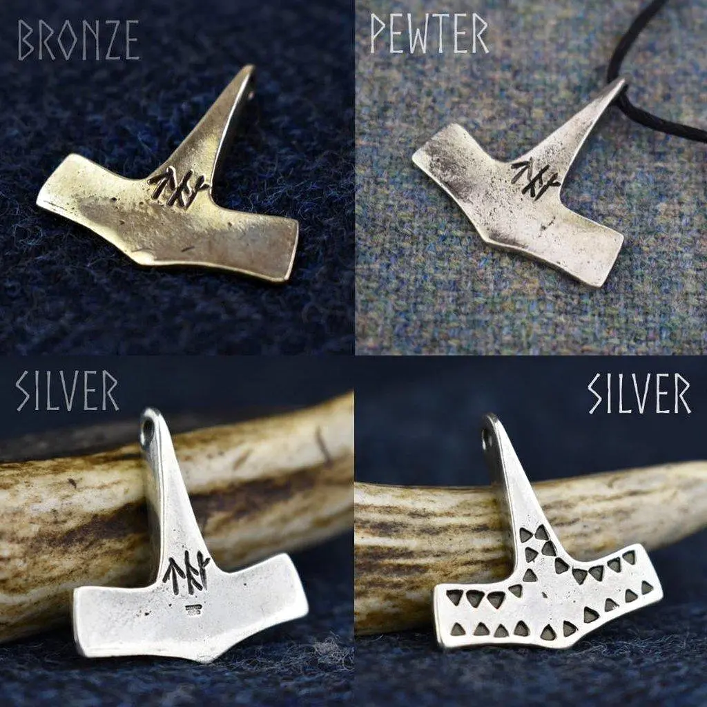 Asgard Danish Hammered Hammer Pendant – Pewter or Silver