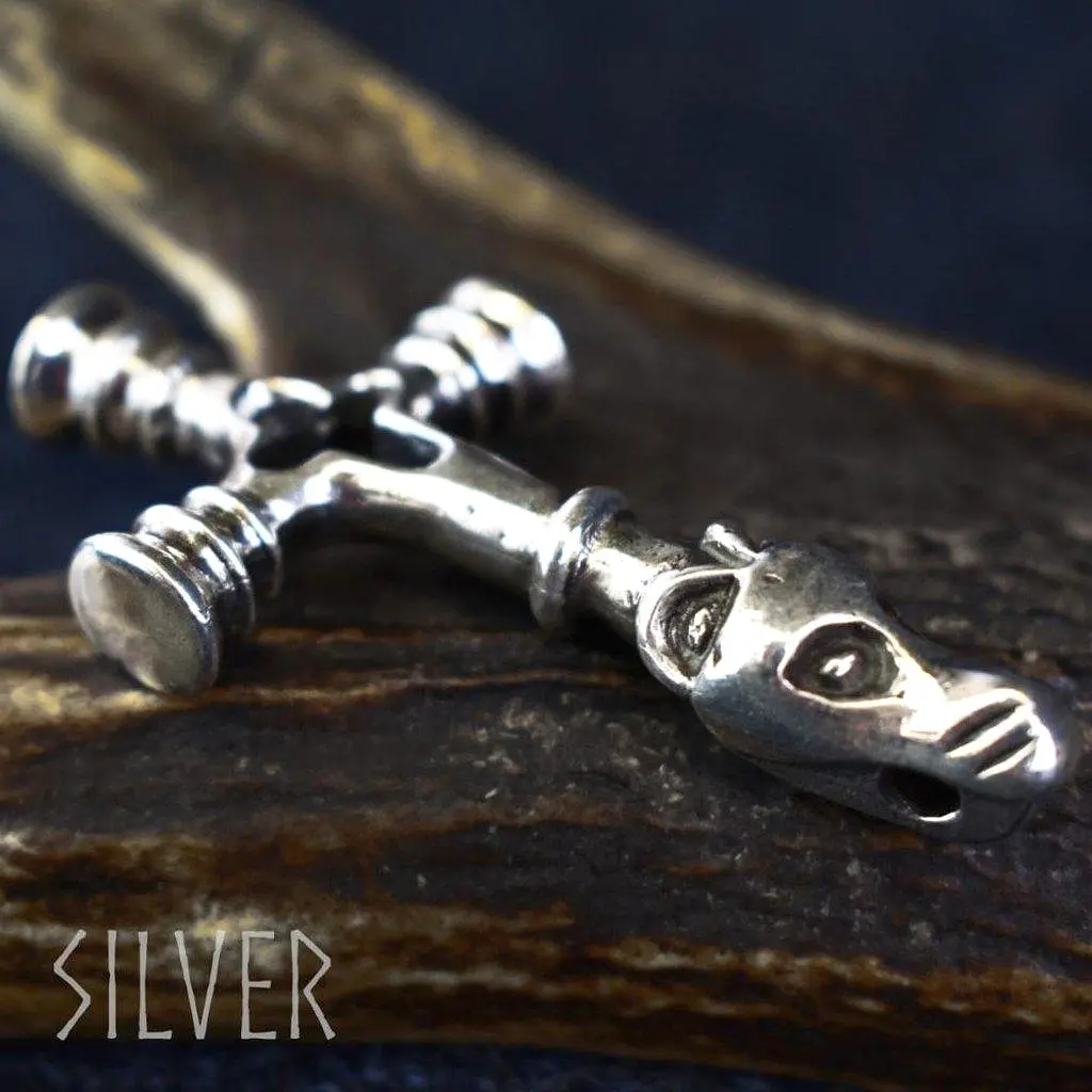 Asgard Dragon Hammer Pendant – Pewter or Silver