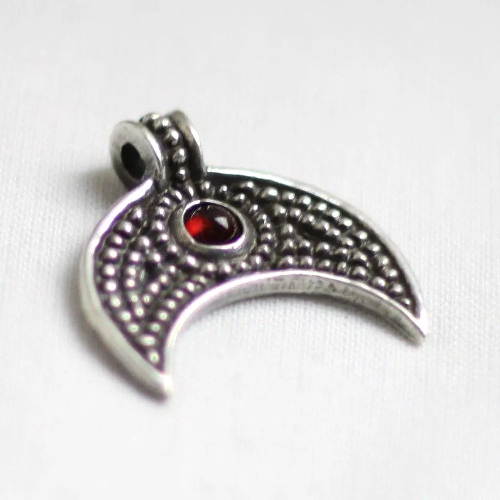 Asgard Lunular Pendant II – Pewter or Silver with Blue Green or Red Stone