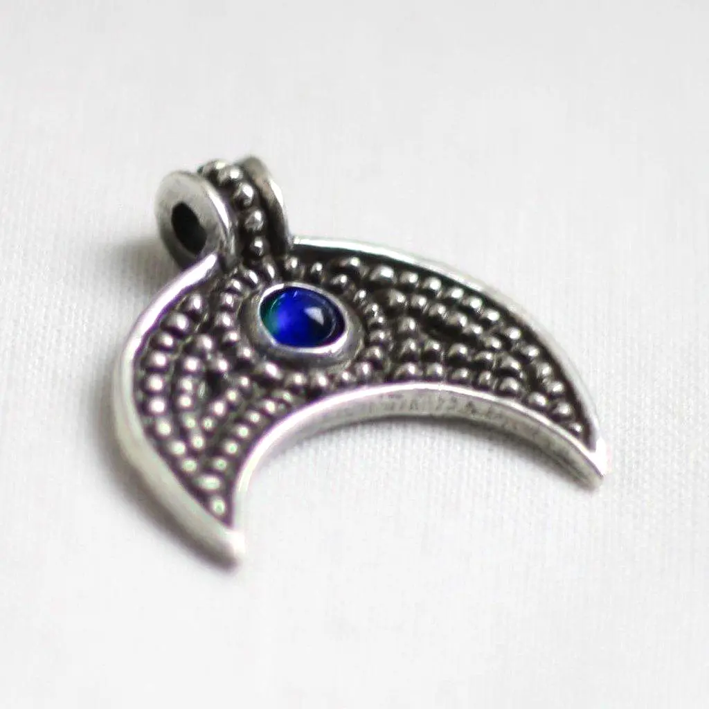 Asgard Lunular Pendant II – Pewter or Silver with Blue Green or Red Stone