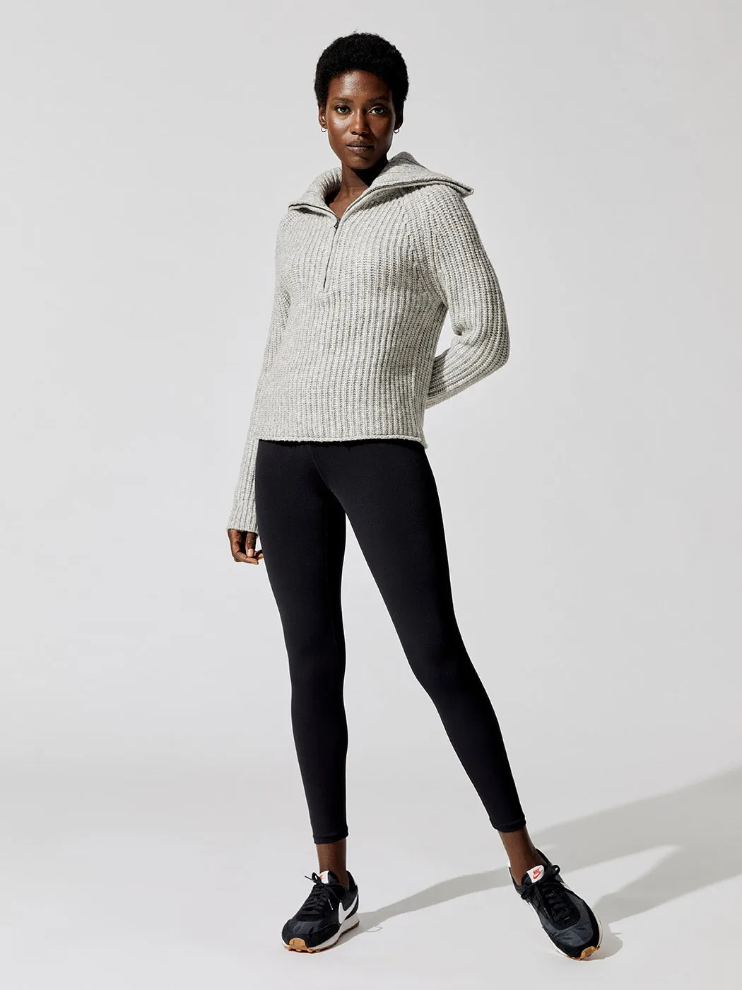 Audrey Zip-Up Sweater - Heather Grey