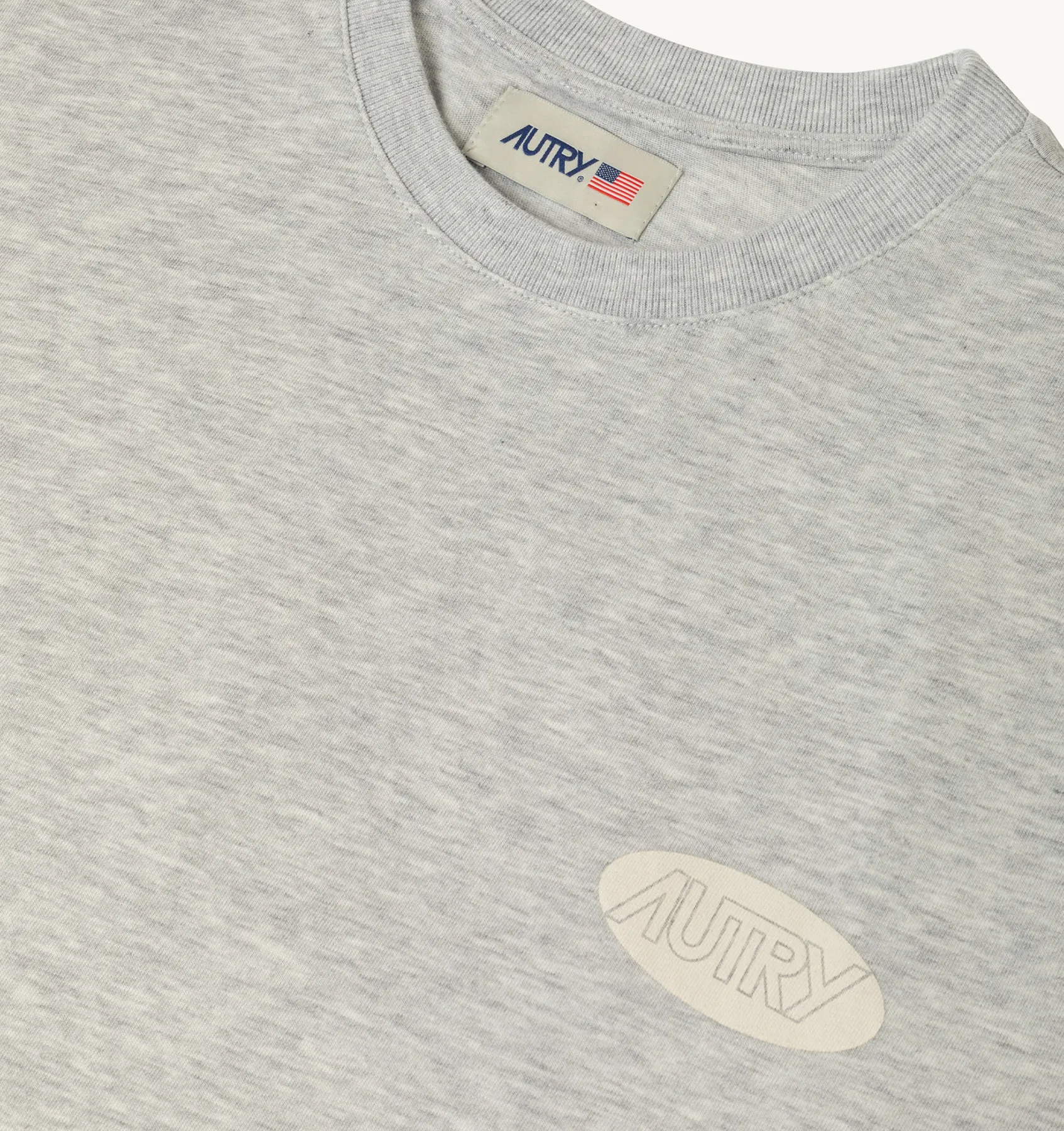 AUTRY APPAREL MAN  T-SHIRT IN GRAY COTTON WITH PRINTED LOGO