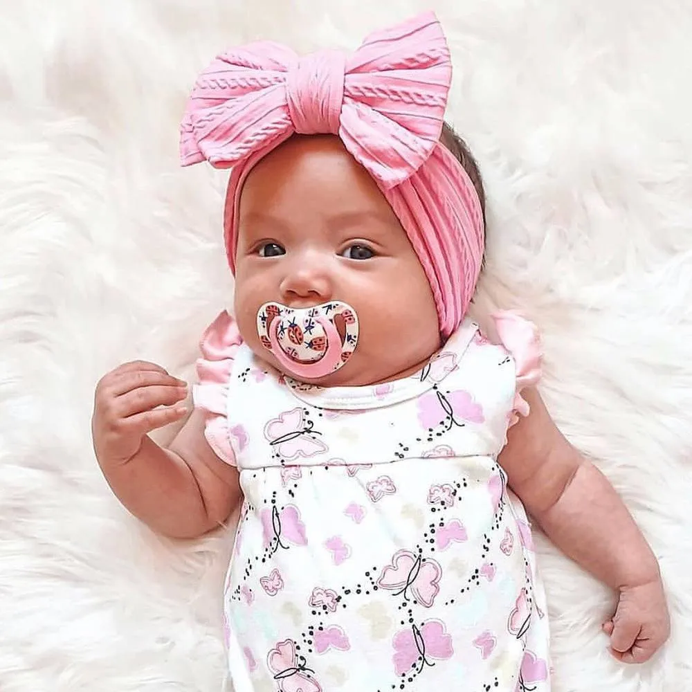 Baby Top Knot Double Bow Headband Fuchsia