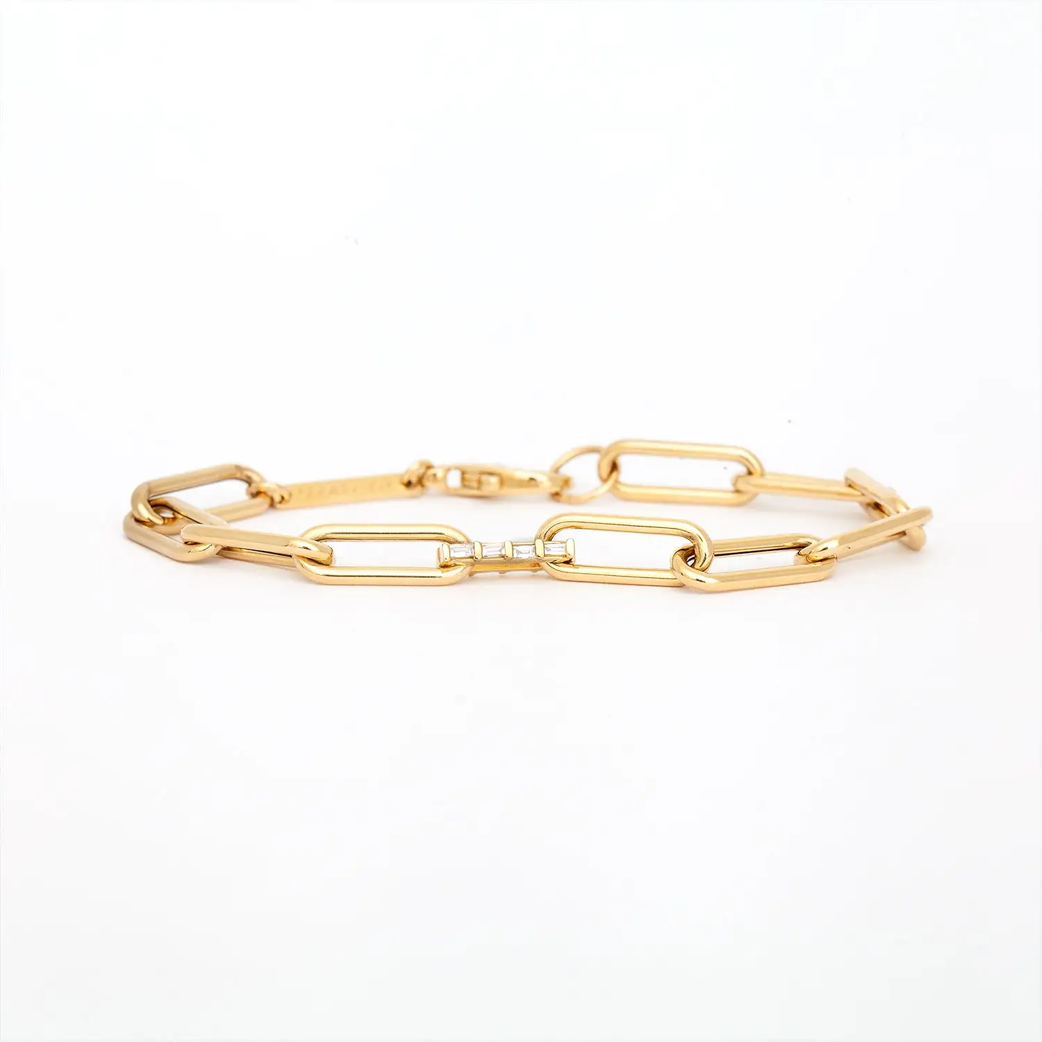 Baguette Diamond Paperclip Chain Bracelet