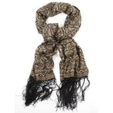 Beaded Maharani Chocolate Black Scarf