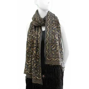 Beaded Maharani Chocolate Black Scarf