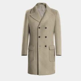 Beige Long Double Breasted Coat