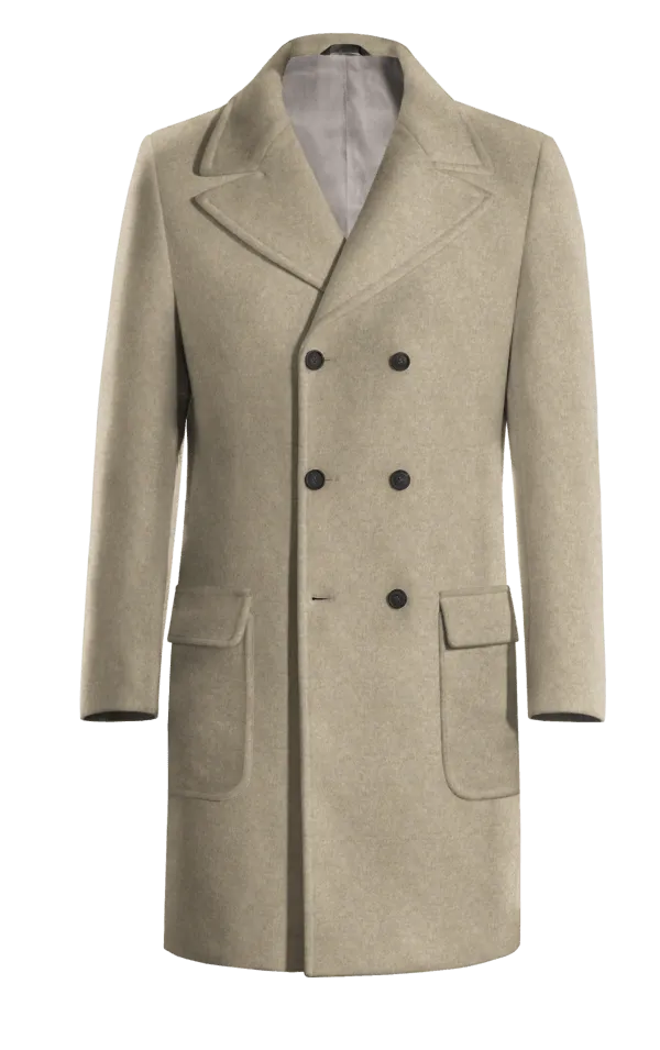 Beige Long Double Breasted Coat