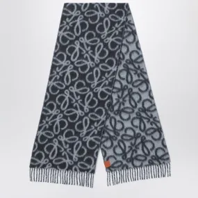 BLACK/GREY ANAGRAM SCARF IN WOOL BLEND