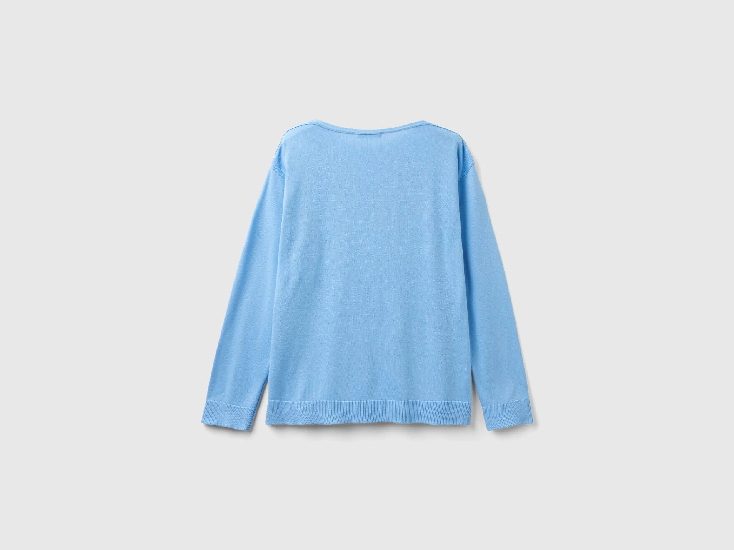 Boat neck sweater - Light Blue | Benetton