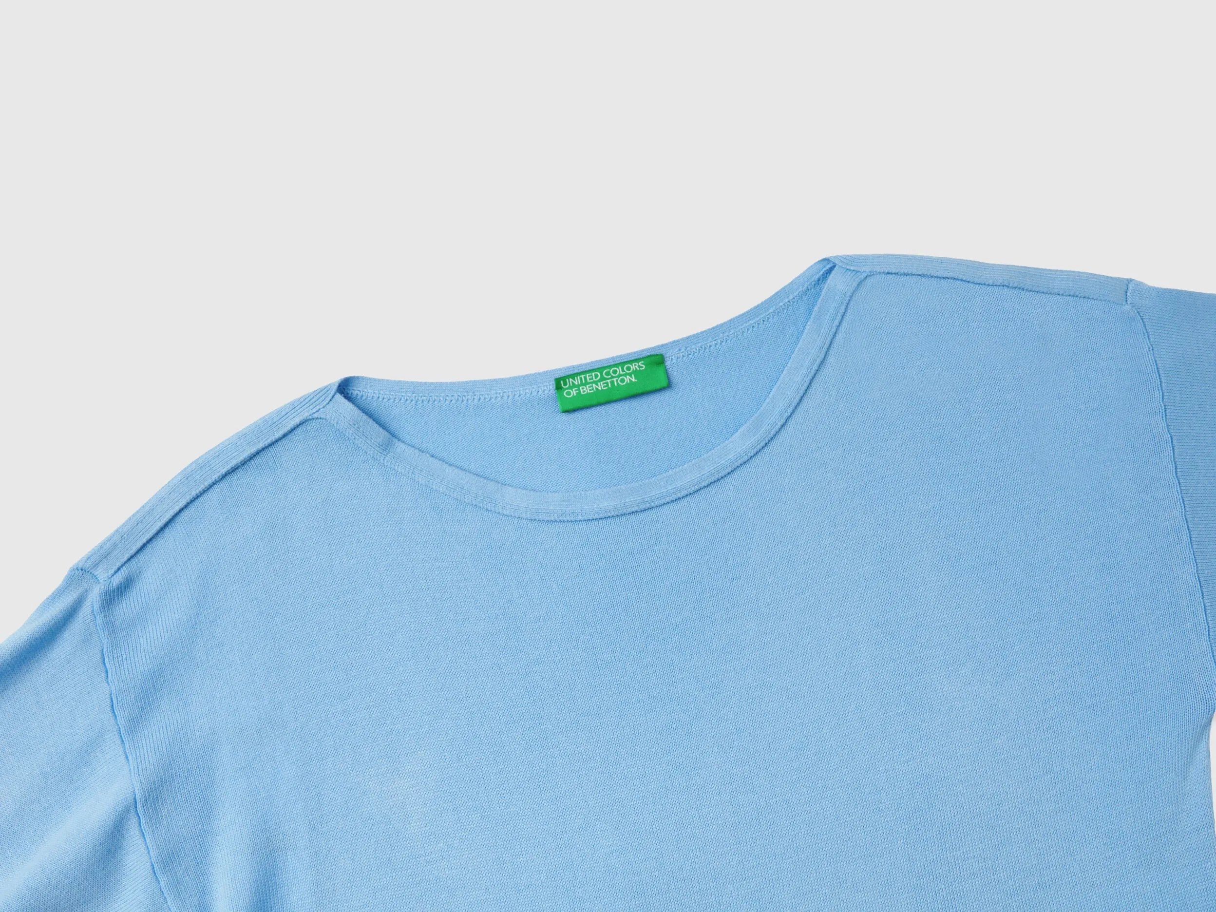 Boat neck sweater - Light Blue | Benetton