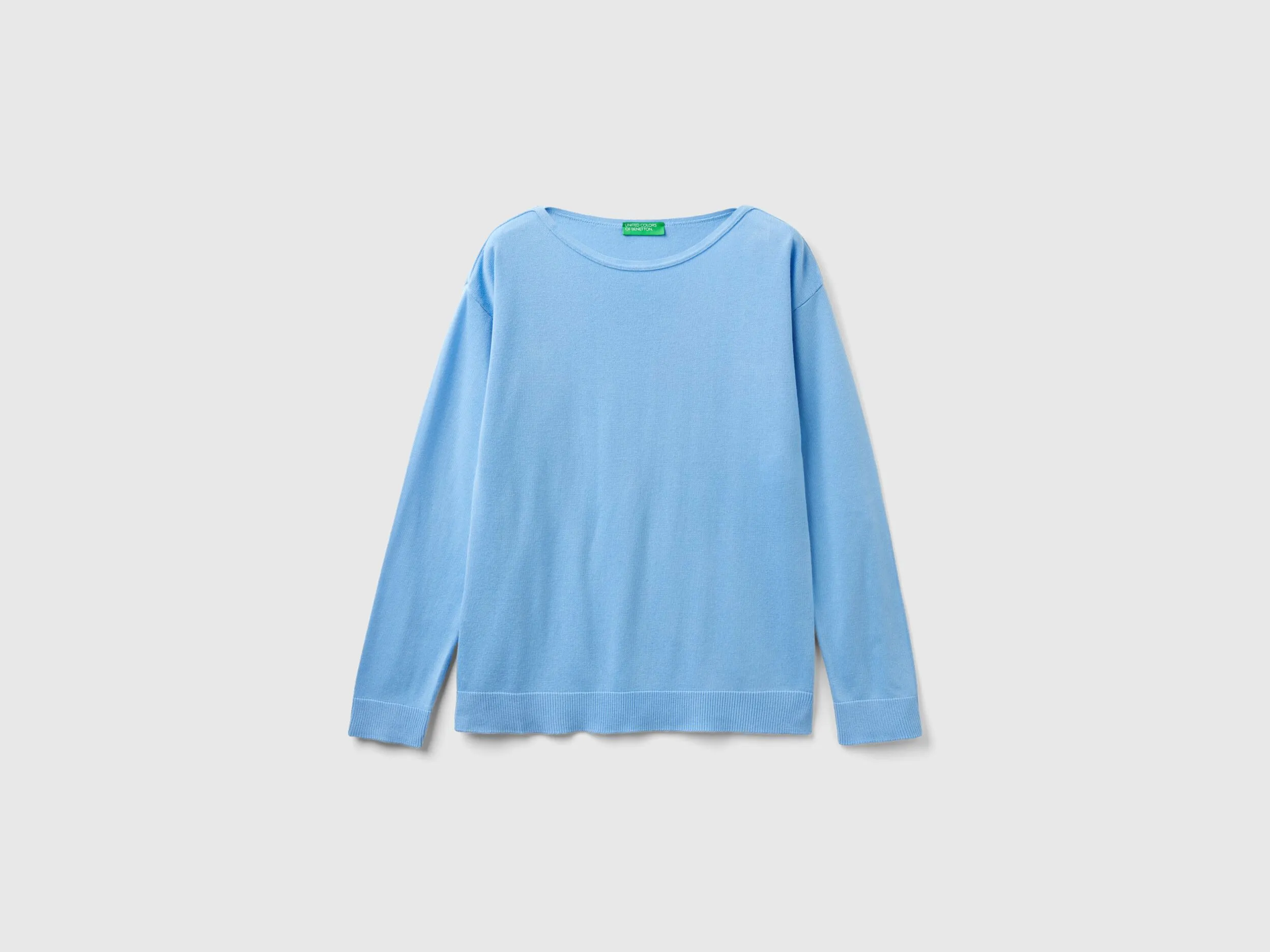 Boat neck sweater - Light Blue | Benetton