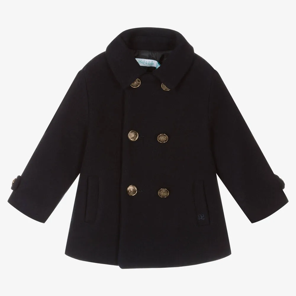 Boys Blue Wool Coat