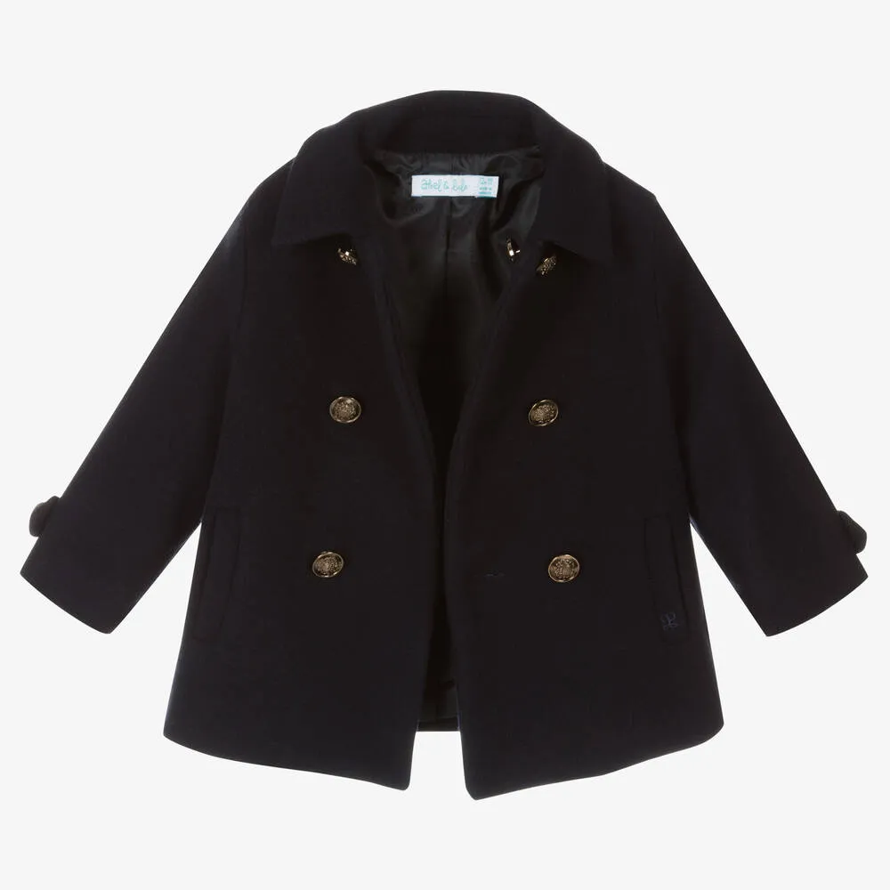 Boys Blue Wool Coat