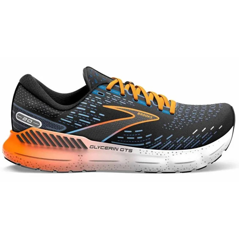 BROOKS GLYCERIN GTS 20 BLACK/CLASSIC BLUE/ORANGE FOR MEN'S