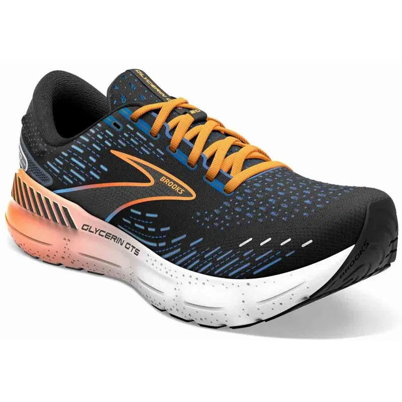 BROOKS GLYCERIN GTS 20 BLACK/CLASSIC BLUE/ORANGE FOR MEN'S