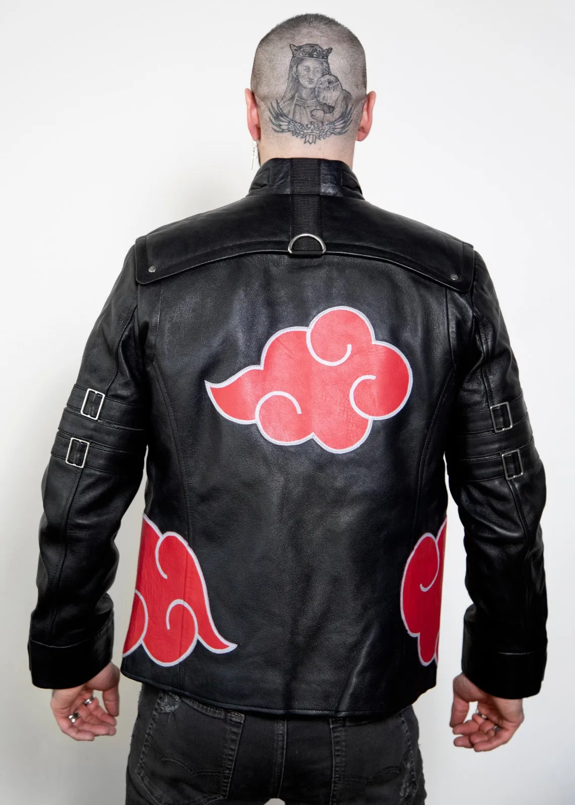 Buy Mens Naruto Akatsuki Black Cloak Leather Jacket