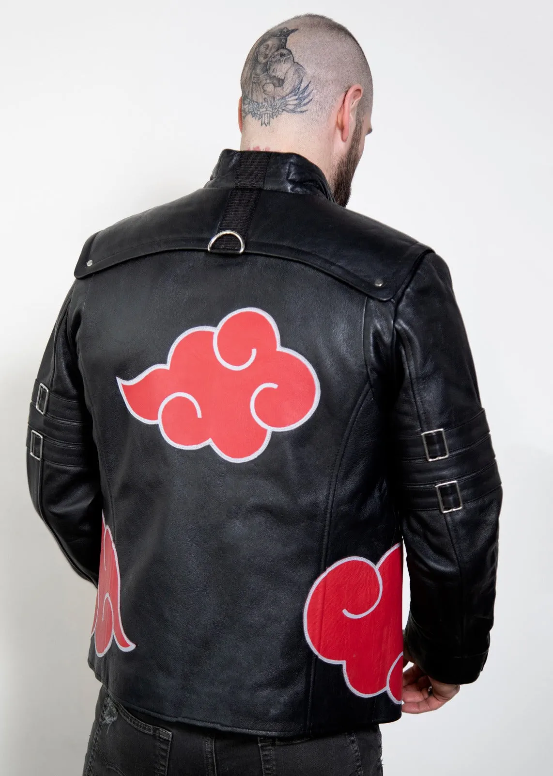 Buy Mens Naruto Akatsuki Black Cloak Leather Jacket