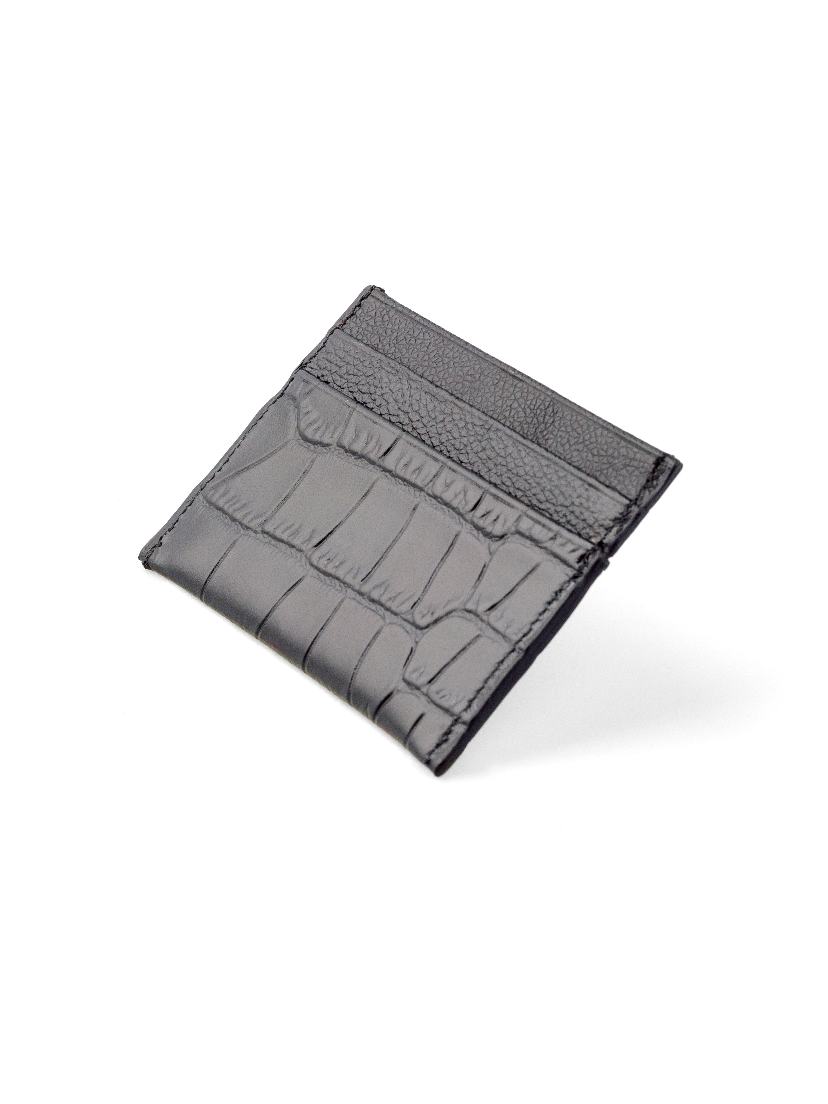 Card Holder - Black Matte Croco Leather