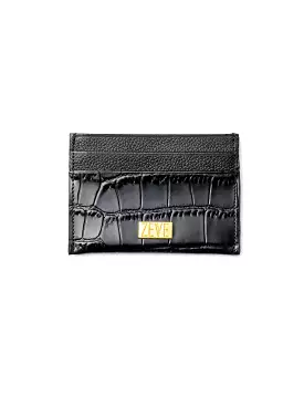 Card Holder - Black Matte Croco Leather