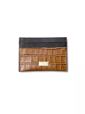 Card Holder - Brown Polished Croco Leather