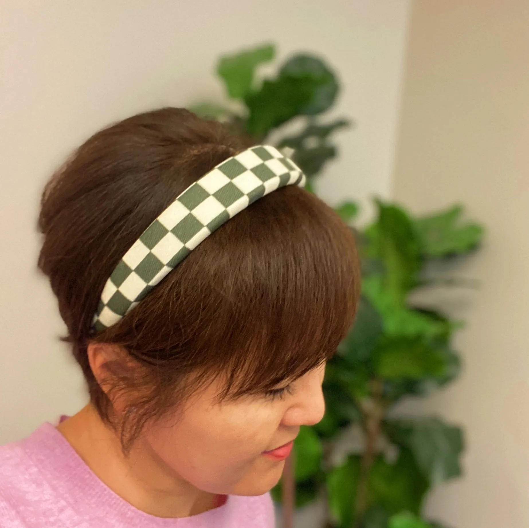 Check Me Out Green Checkered Headband