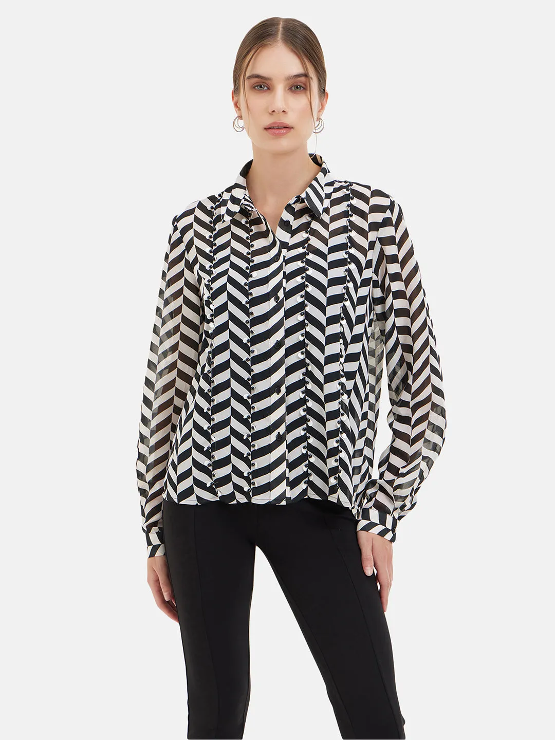 Chevron Printed Full Sleeves Shirt