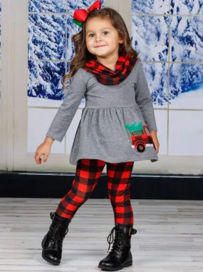 Christmas Tree Truck Tunic, Scarf, And Legging Set