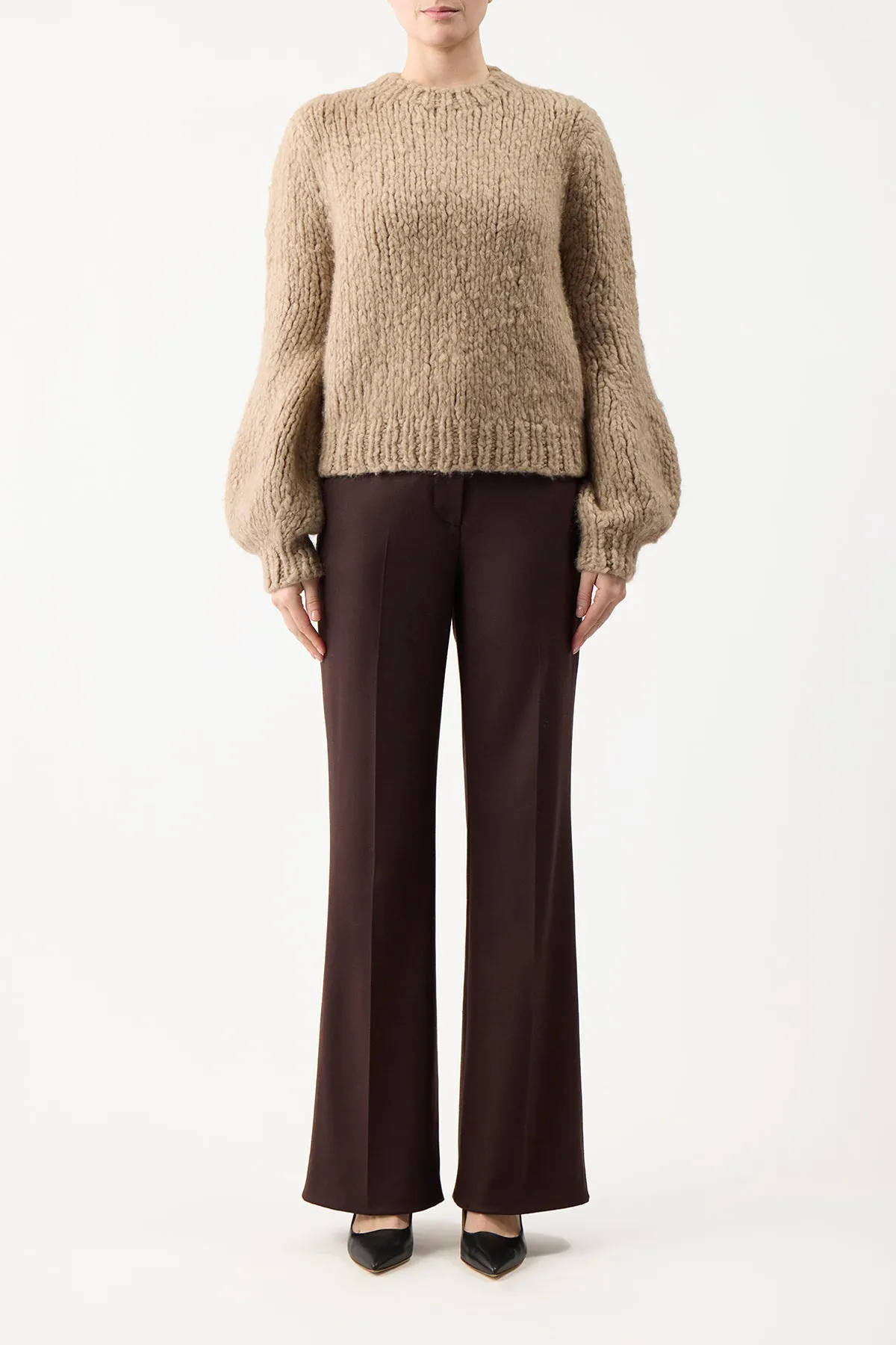 Clarissa Knit Sweater in Camel Welfat Cashmere