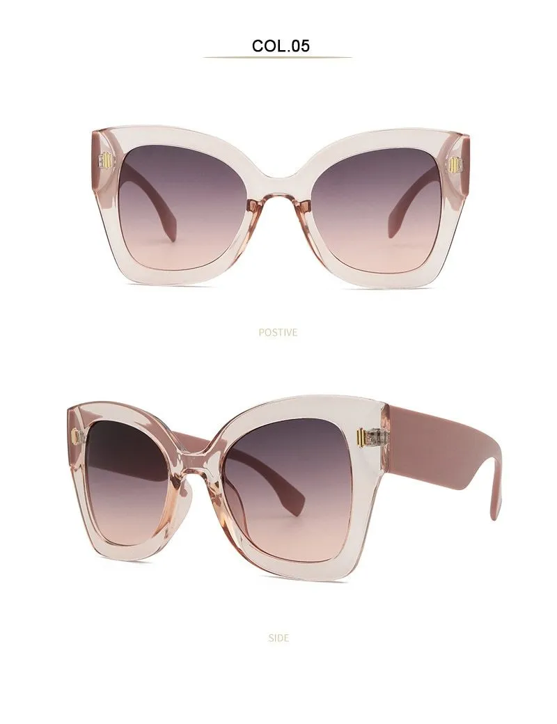 Classic Women's Gradient UV400 Oversized Pink Shades Square Sunglasses