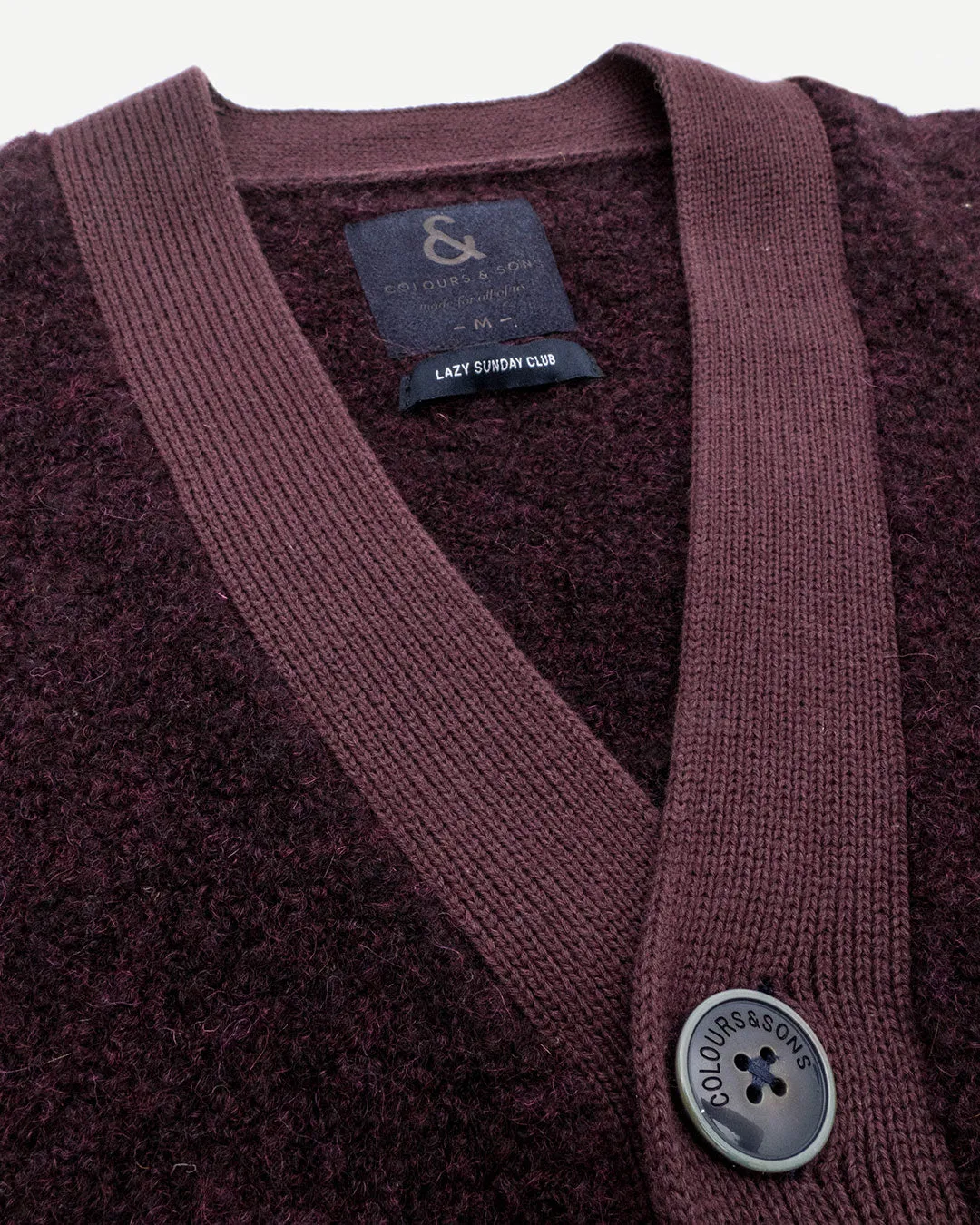 Colours & Sons Boucle Button Cardigan Burgundy