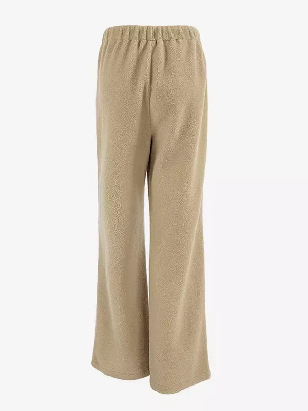 Cozy Sherpa Fleece Pants With Drawstring Casual Spring Wide Leg Trousers For Women 2025