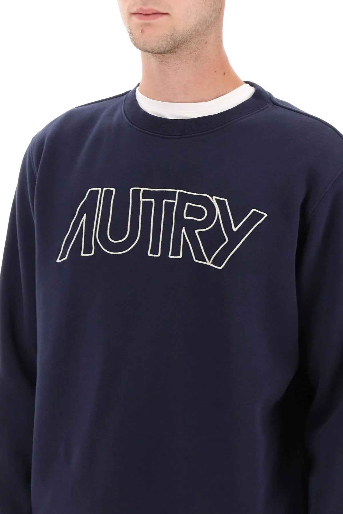 Crew Neck Sweatshirt With Logo Embroidery