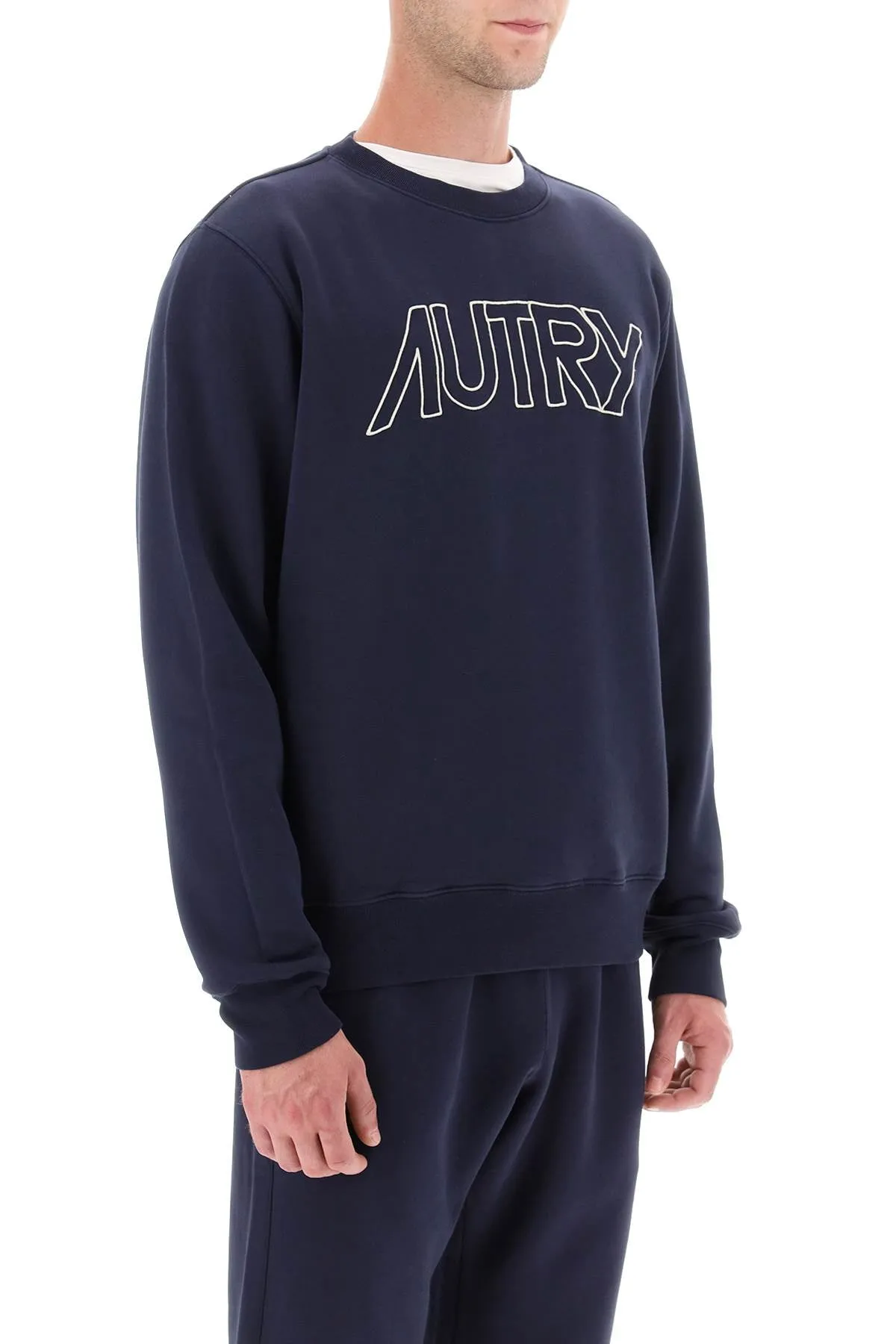 Crew Neck Sweatshirt With Logo Embroidery