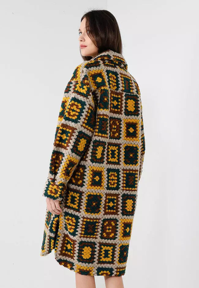 Crochet Effect Long Coat