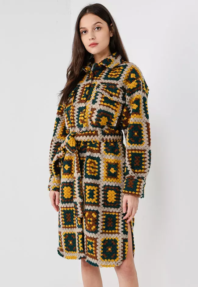 Crochet Effect Long Coat