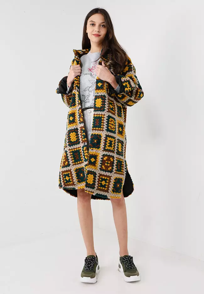 Crochet Effect Long Coat