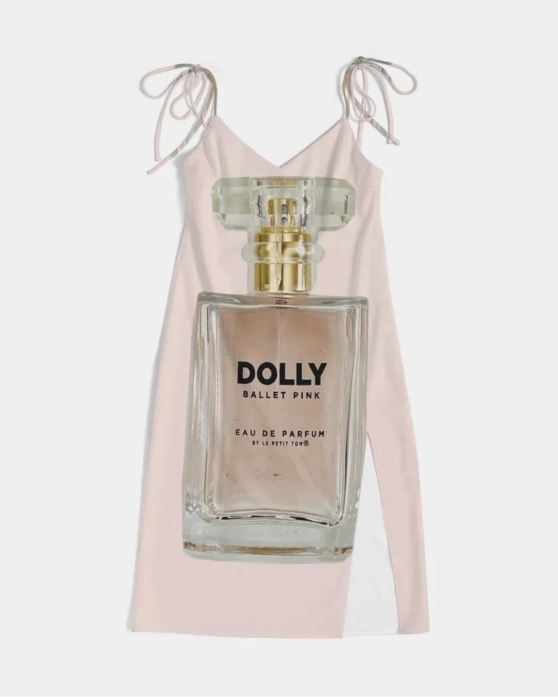 DOLLY BALLET PINK PERFUME BOTTLE Women's Tie Strap Split Dress ballet pink