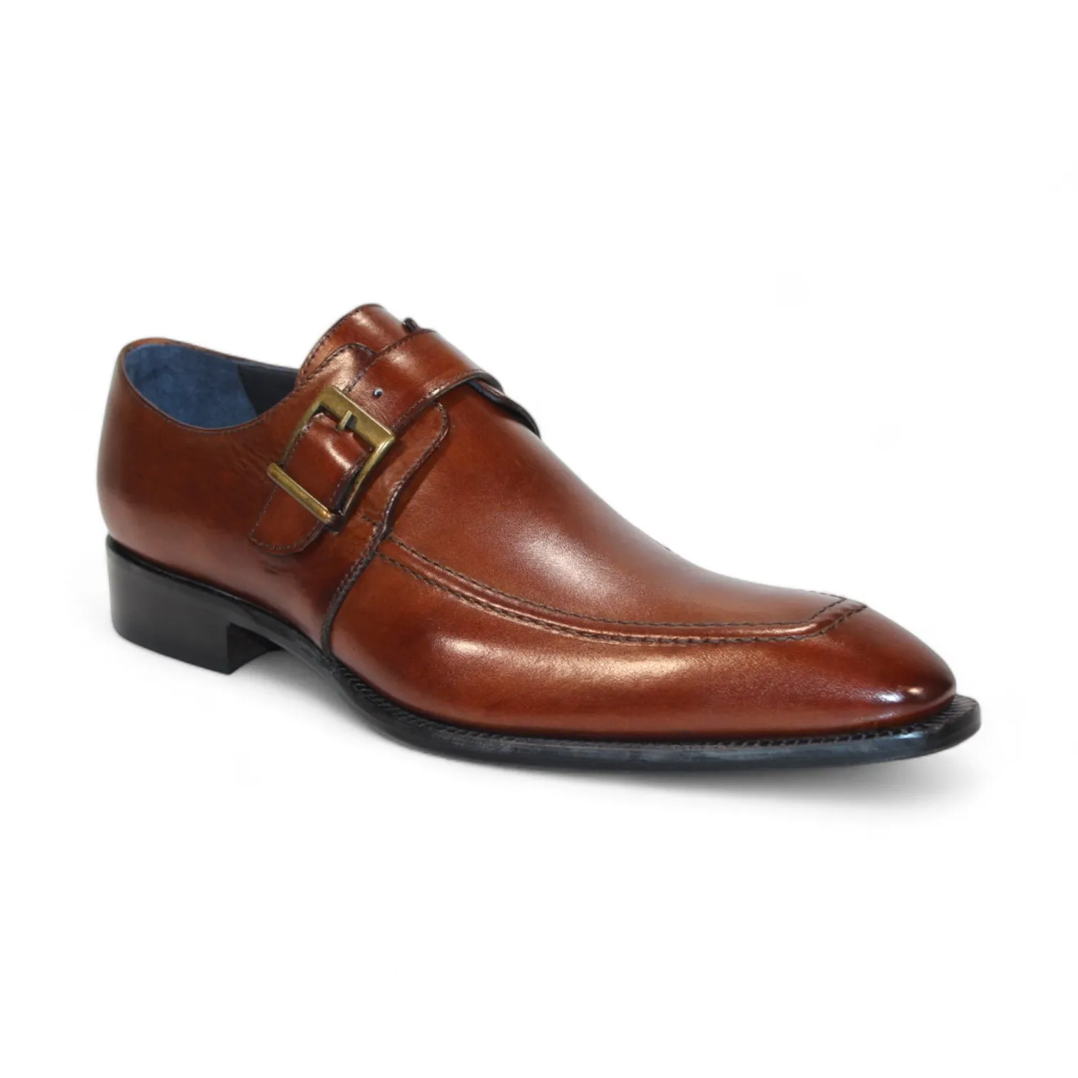 Duca Garda Men's Shoes Brown Calf-Skin Leather Monkstraps Oxfords (D1119)