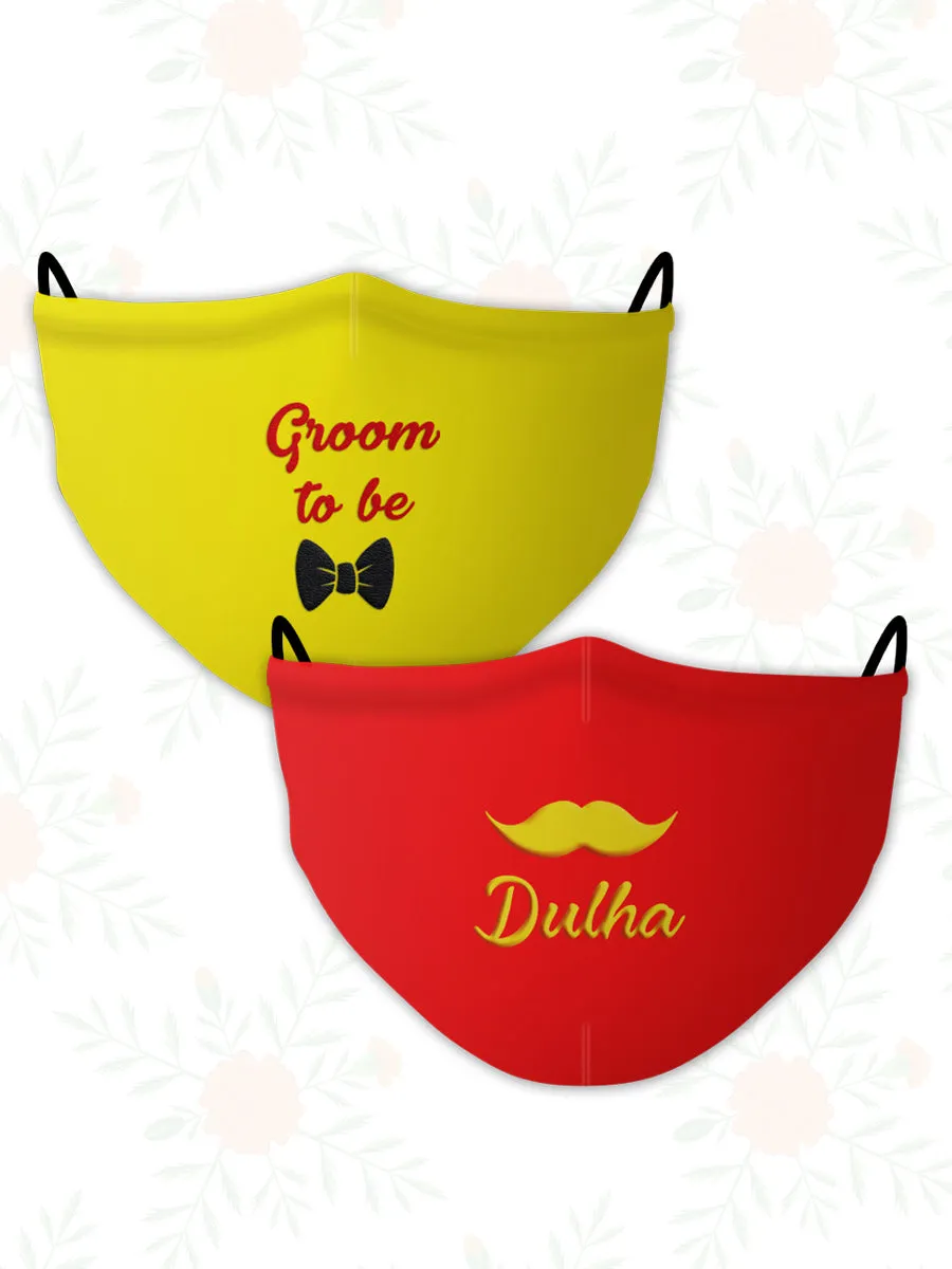 Dulha + Groom to Be (Set of 2) Wedding Face Mask