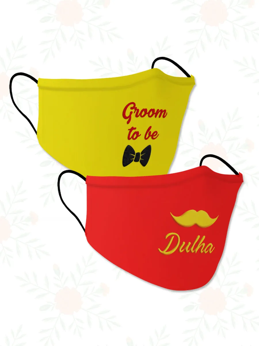 Dulha + Groom to Be (Set of 2) Wedding Face Mask