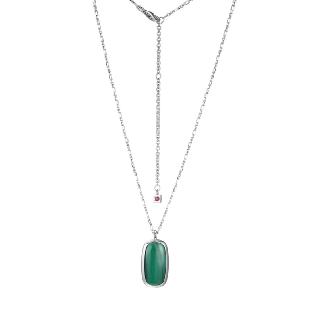 Elle Allure Necklace with Malachite Stone Pendant on Chain