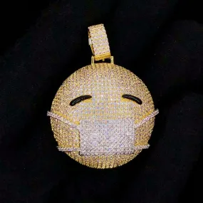 Face With Mask VVS CZ Hip Hop Bling Pendant