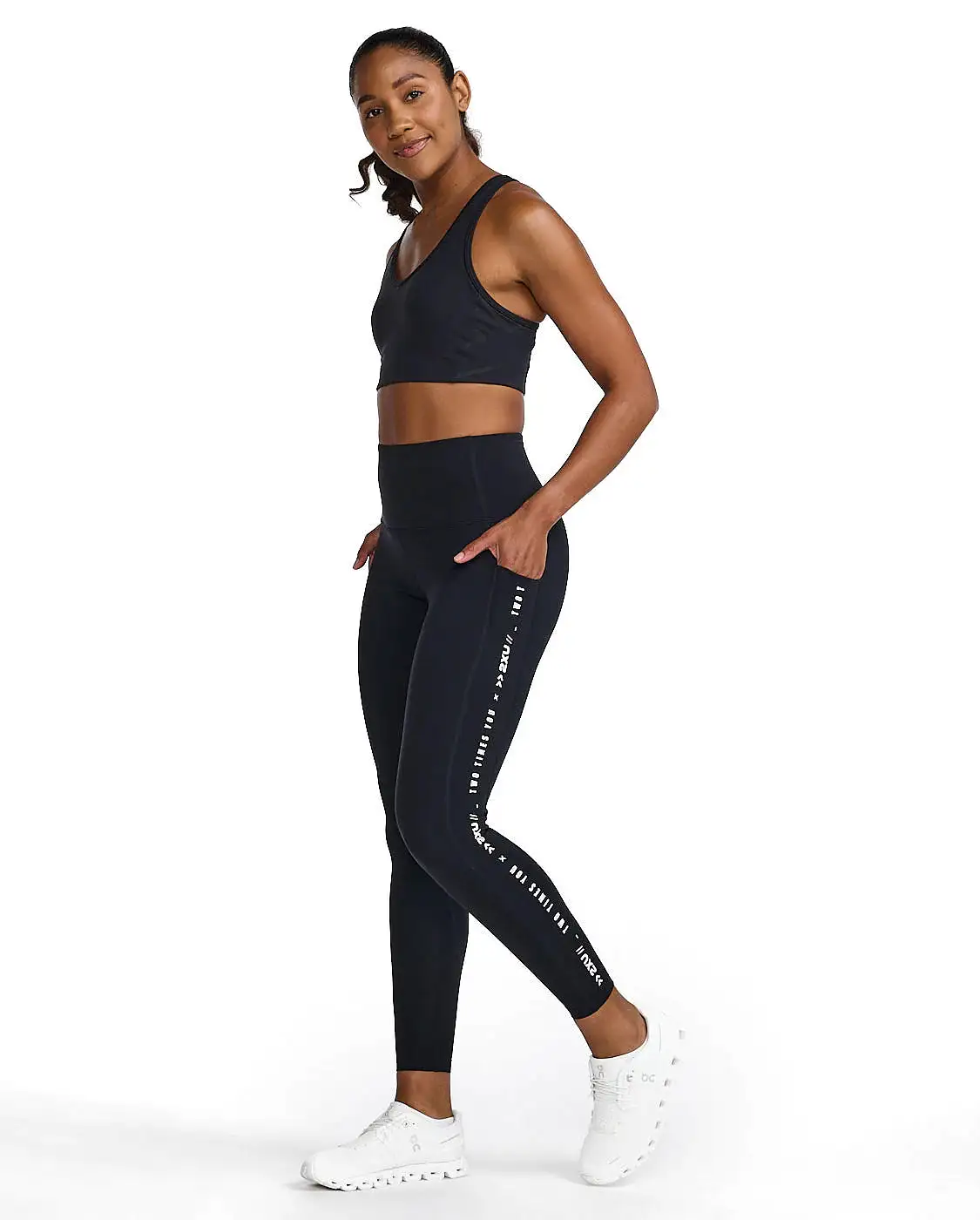 Form Line Up Hi Rise Comp Tights Black/White